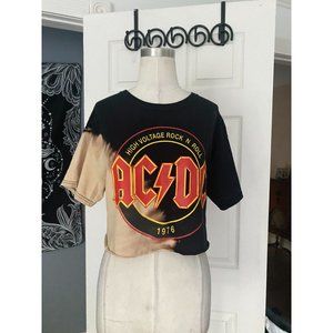 AC/DC High Voltage Rock N Roll 1976 Tie Dye Cropped Tshirt MED